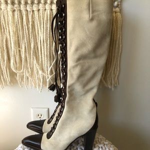Yves Saint Laurent knee high suede boots